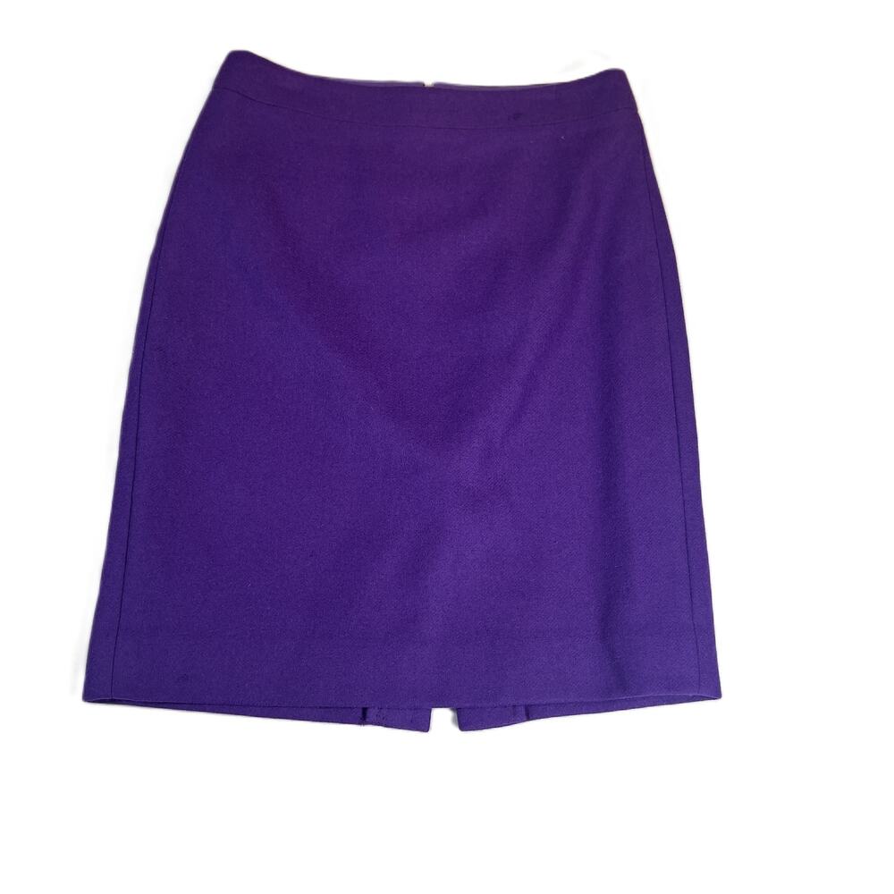 J Crew The Pencil Skirt 0 Above Knee Wool Blend Slit Purple Fully Lined Career
